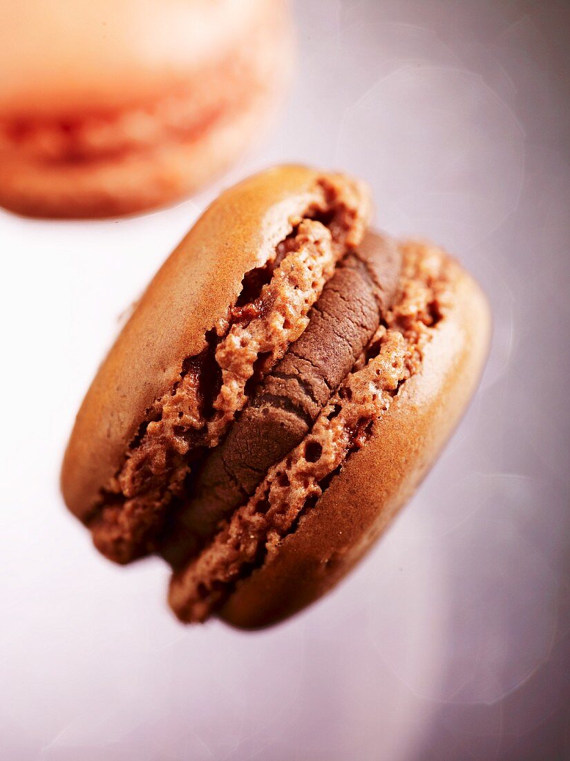 A chocolate macaroon (close-up)
