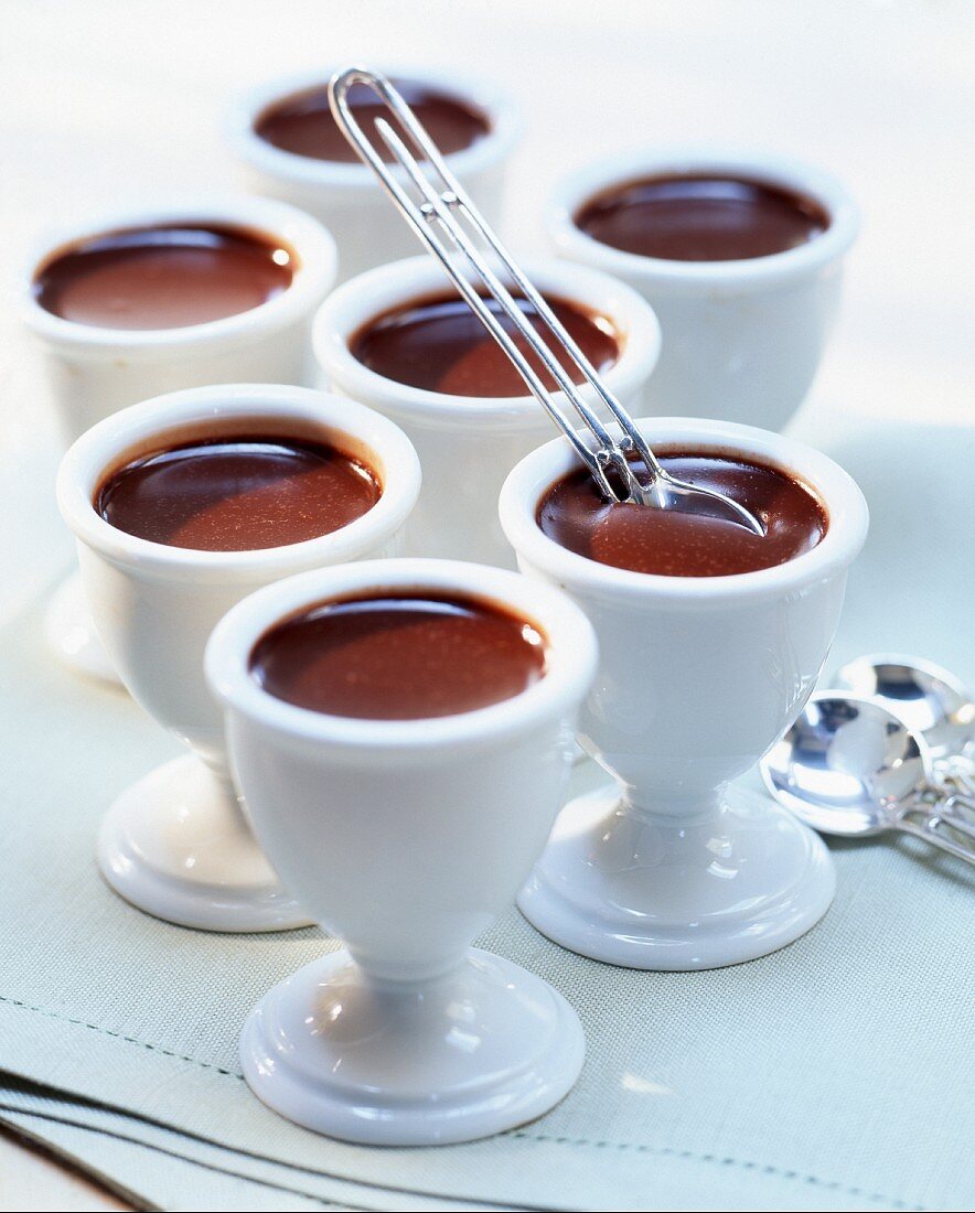 Chocolate cream in egg cups