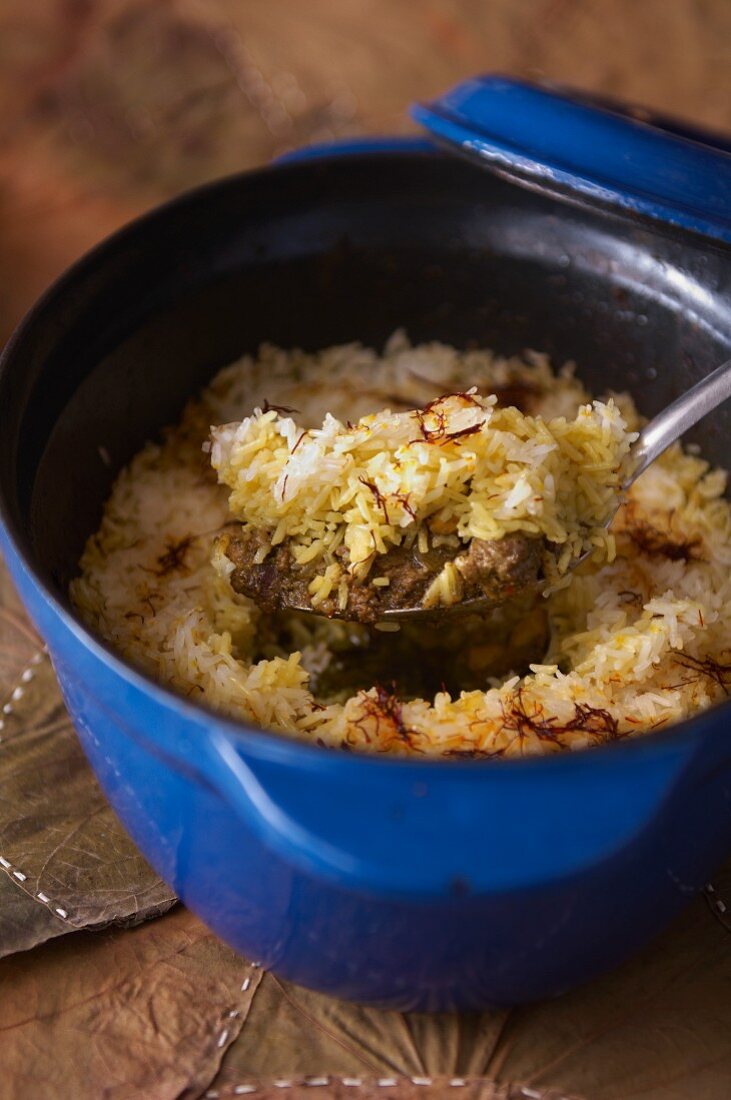 Lamm Biryani (Lammgericht aus Indien) mit Reis