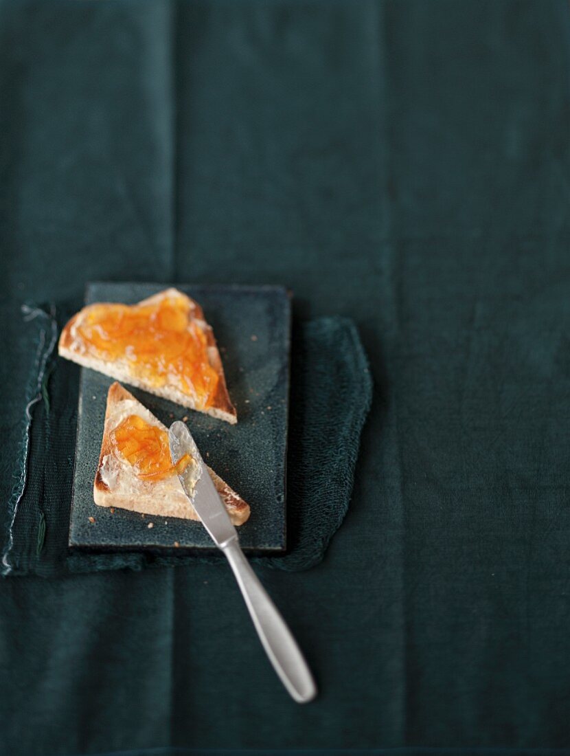 Toast topped with bitter orange marmalade