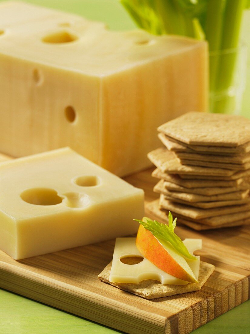 Emmental cheese and crackers