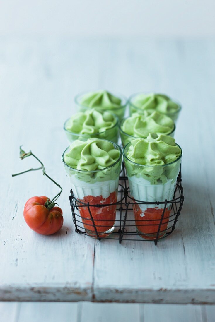 Cocktail tomatoes with pea foam