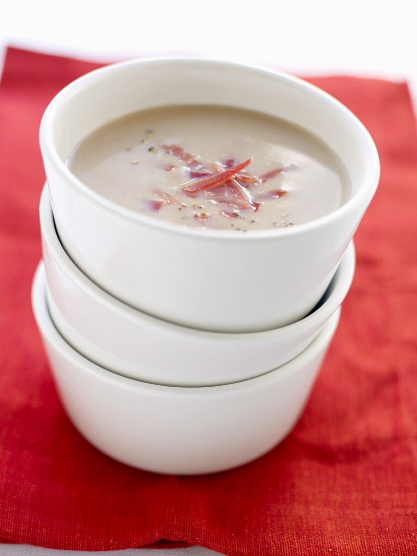 Mushroom soup with ham