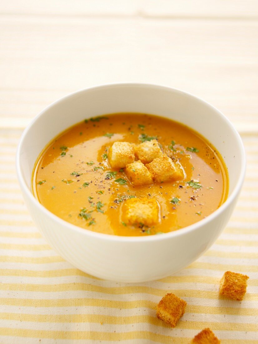Tomato soup with croutons