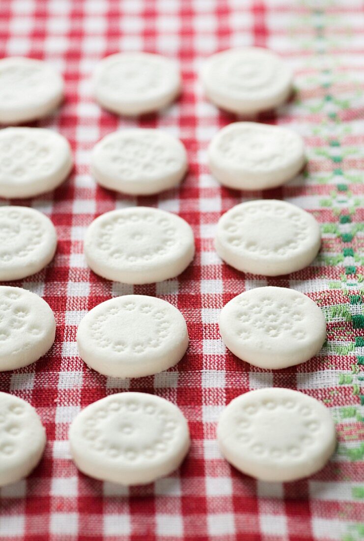 Homemade peppermint cream on a tea towel