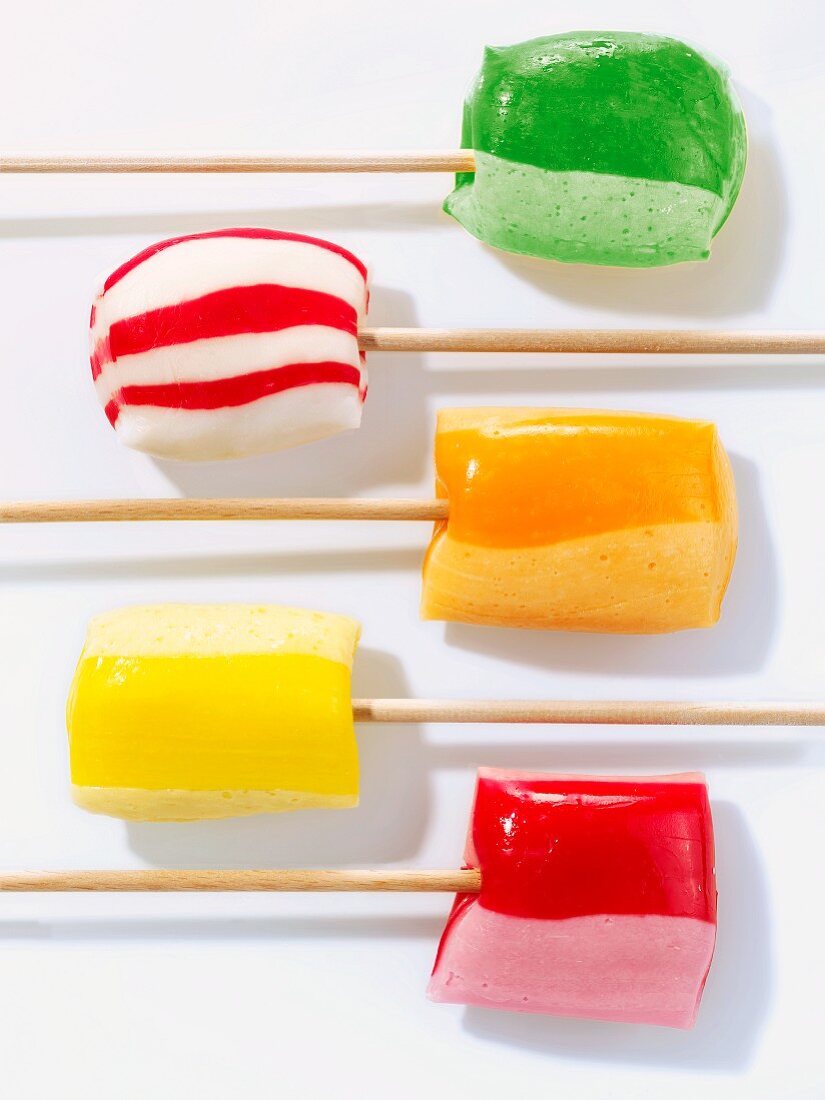 Five colourful lollies