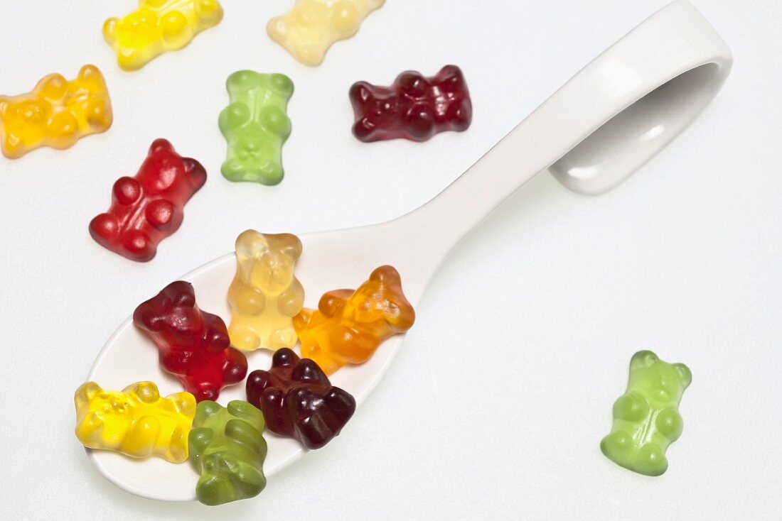 Organic gummibears with a spoon