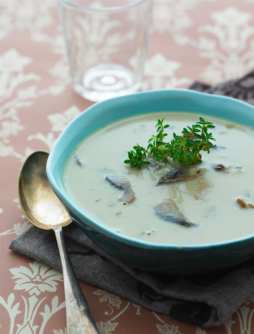 Mushroom soup with thyme