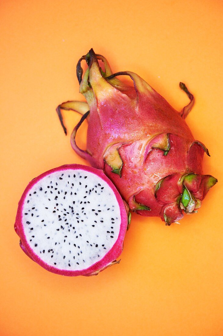 Dragon Fruit; Whole and Half; From Above