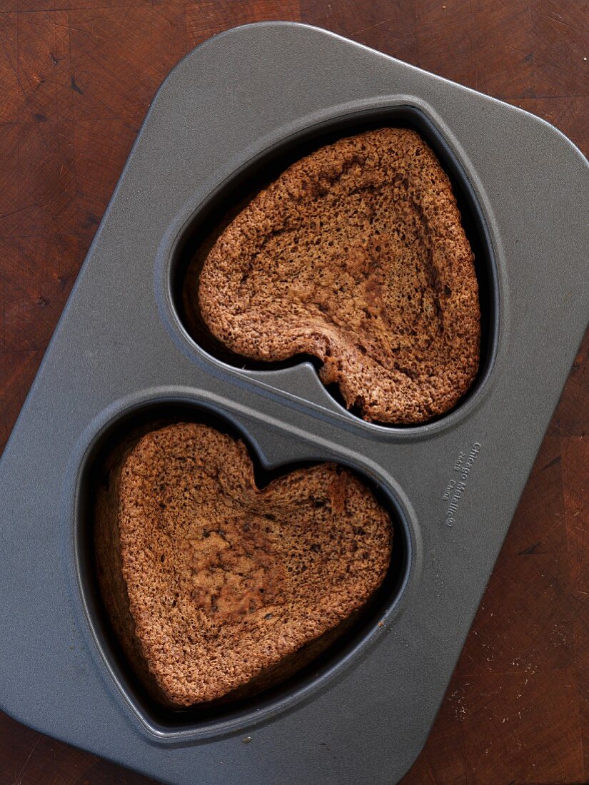 Chocolate cake in a baking tin