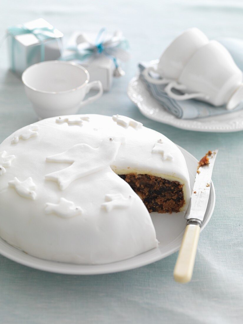 Fruit cake with white icing