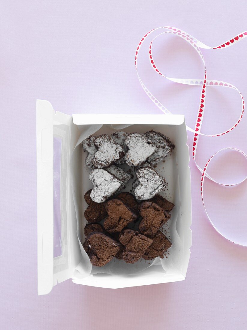 Heart-shaped chocolate cakes as a gift