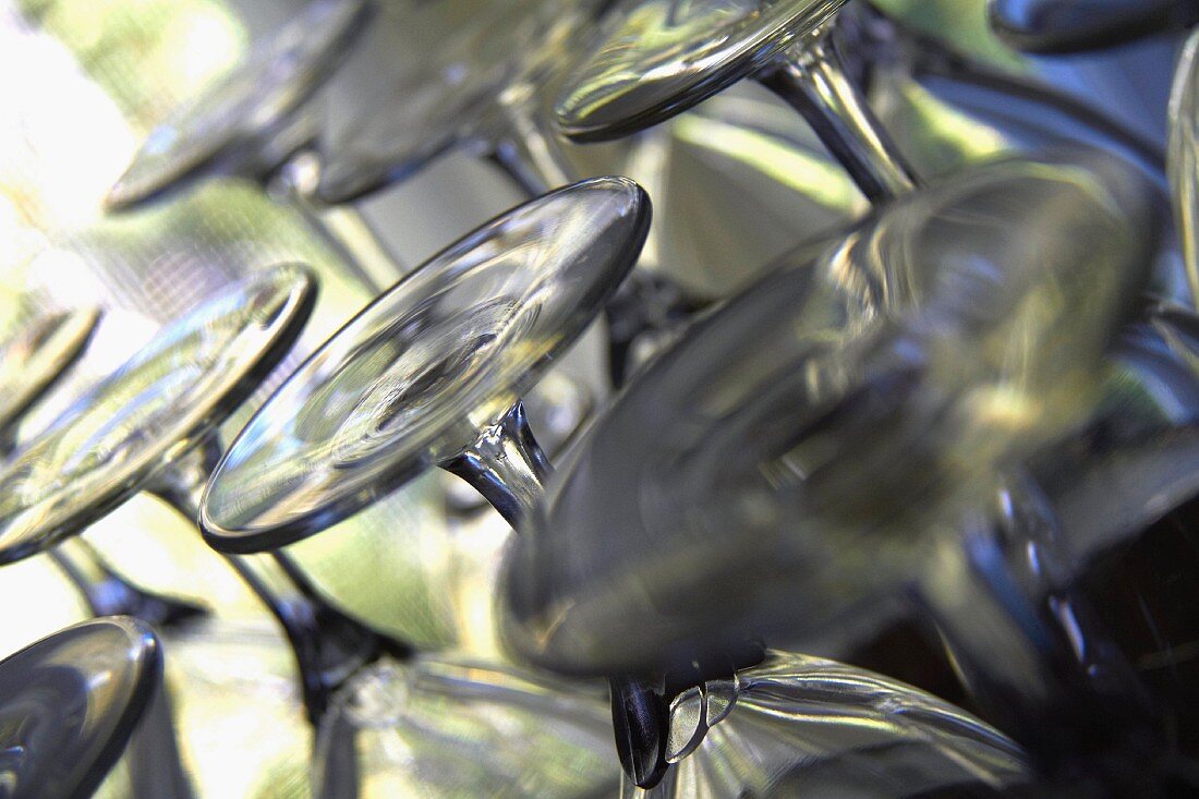 Empty Stem Glasses Stored Upside Down