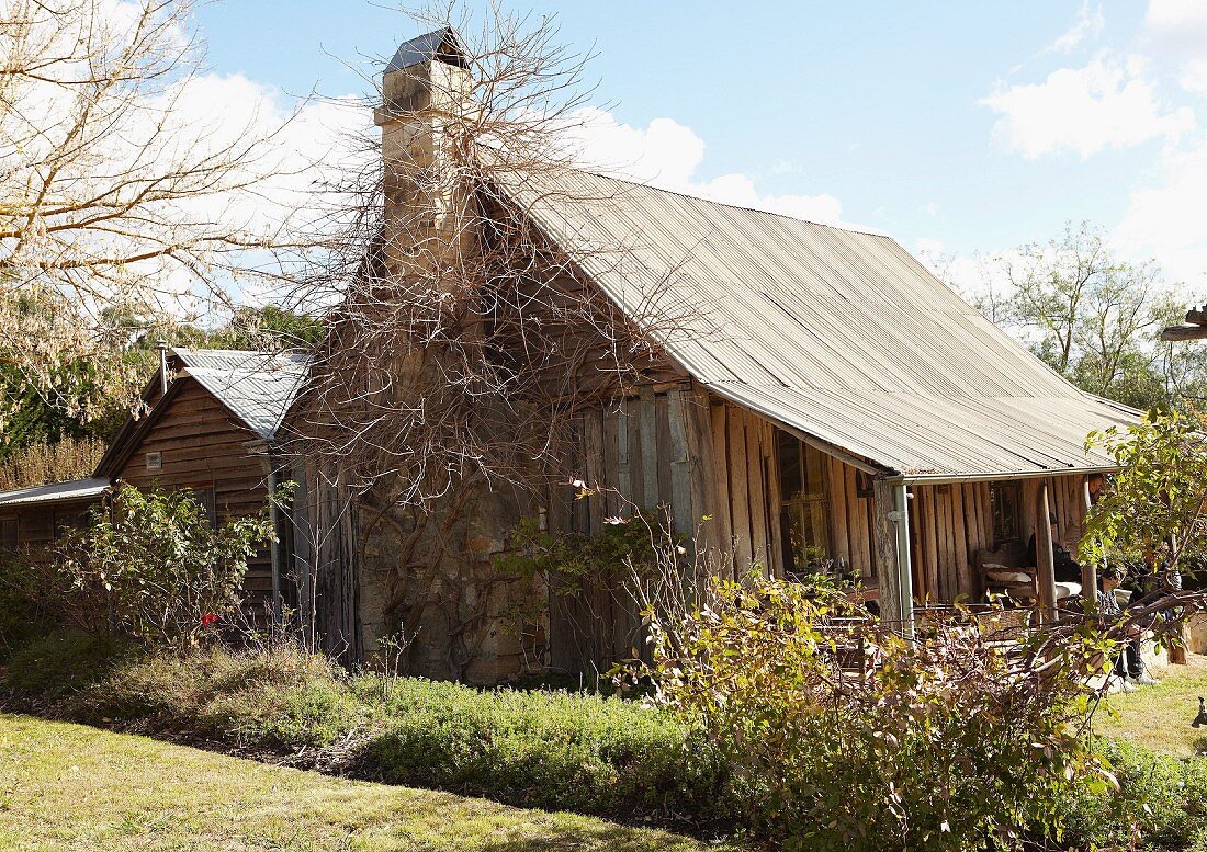 A wooden hut