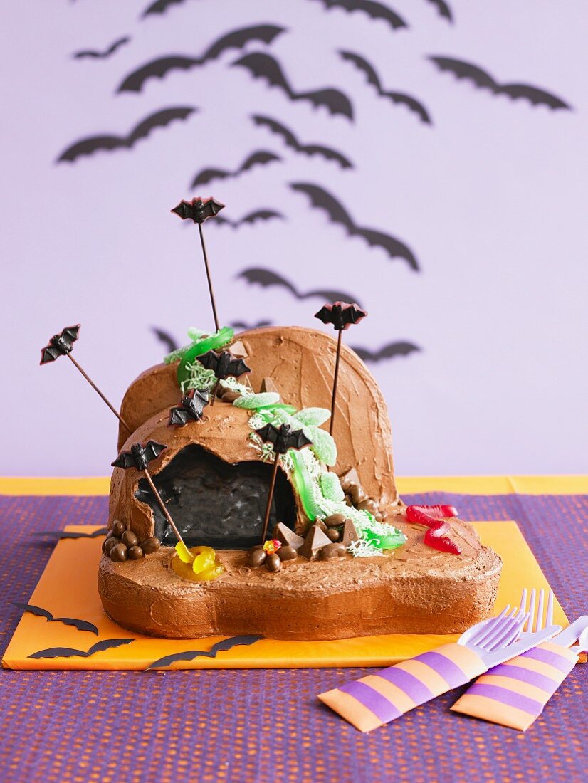 Kuchen 'Fledermaushöhle' zu Halloween