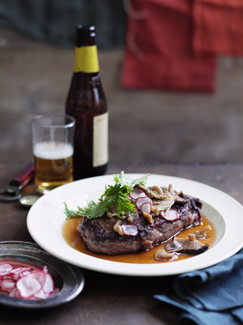 Wagyu Steak mit Pilzsauce