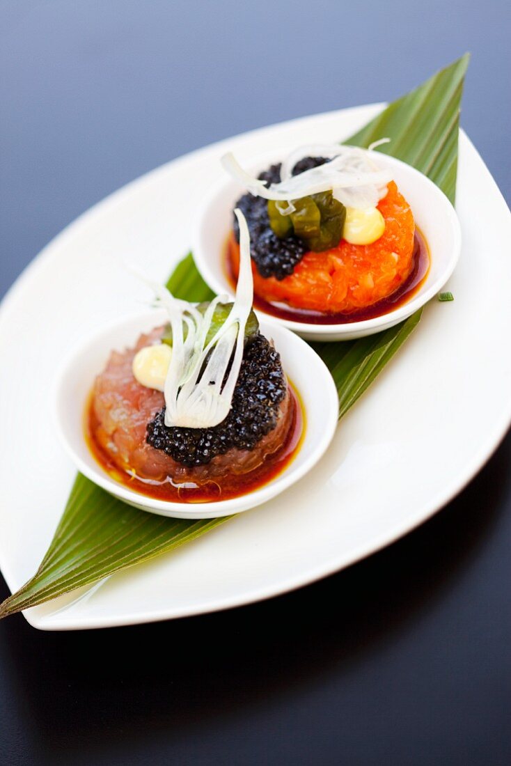 Caviar on grapefruit tartar
