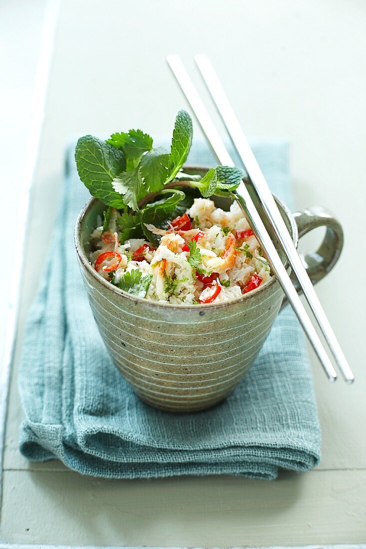 Crab salad with chili rings