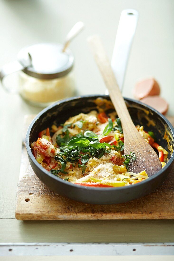 Egg dish with tomatoes and peppers