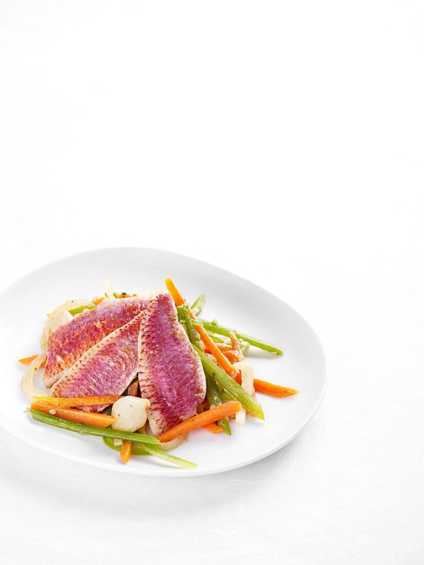 Red mullet with escabeche vegetables