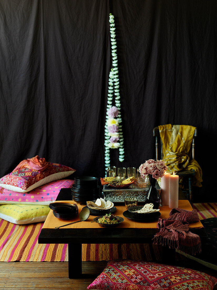 A table laid with Indian appetizers