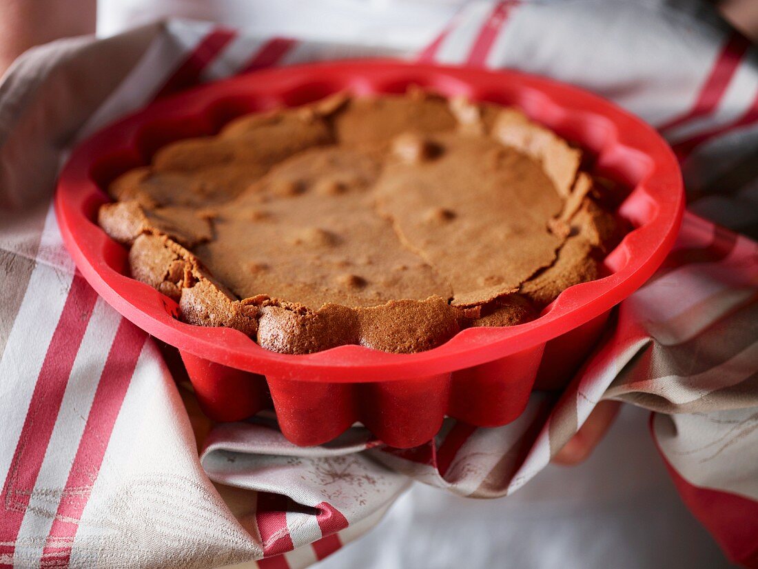 Schokoladenkuchen in der Backform