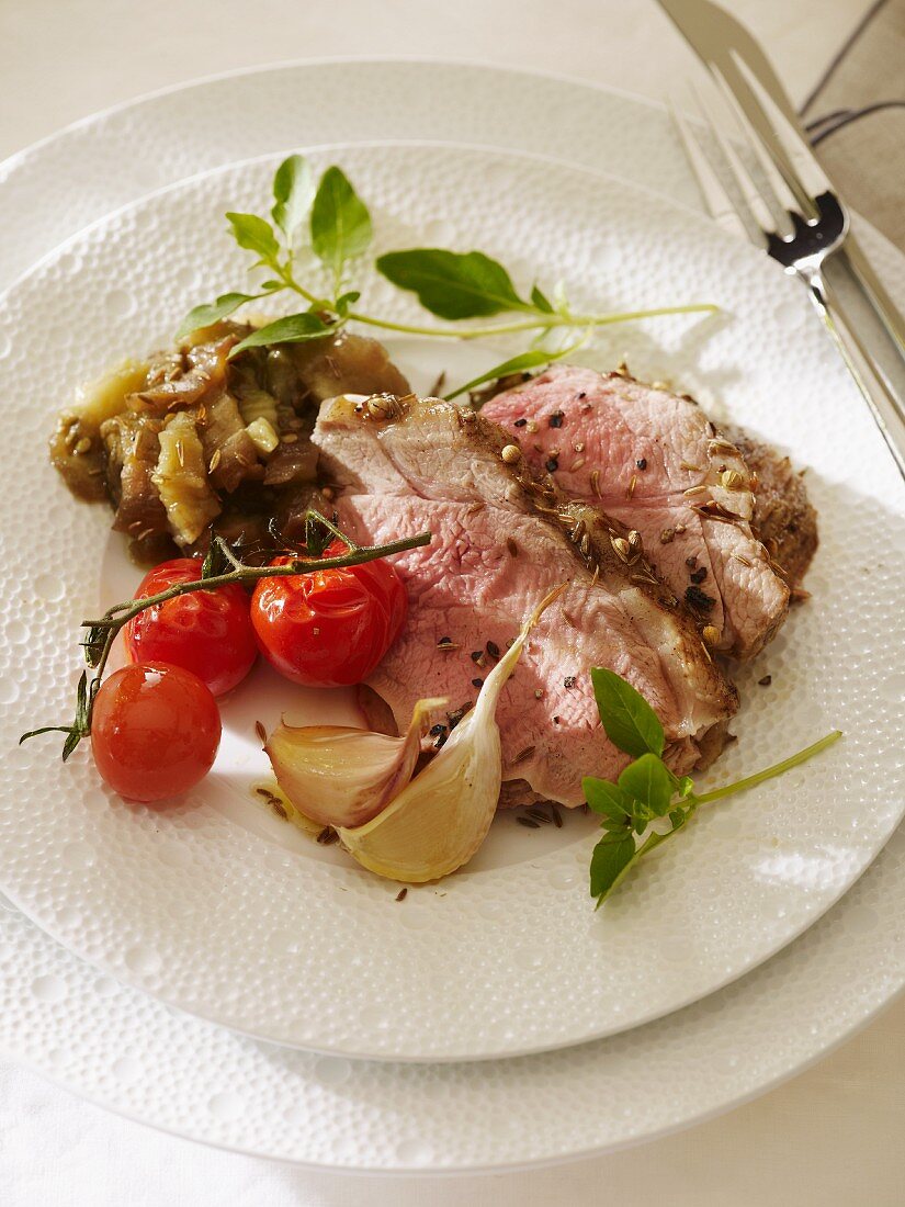 Spicy shoulder of lamb with vegetables