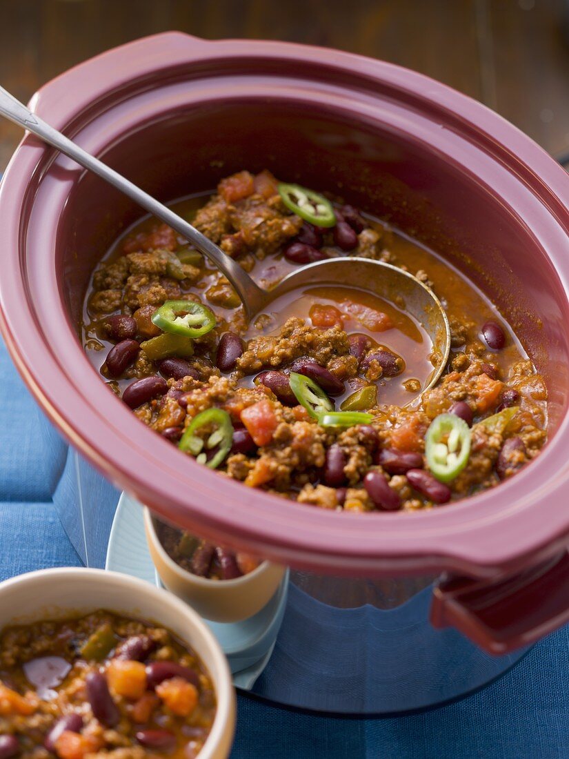 Chilli con carne made in a slow cooker