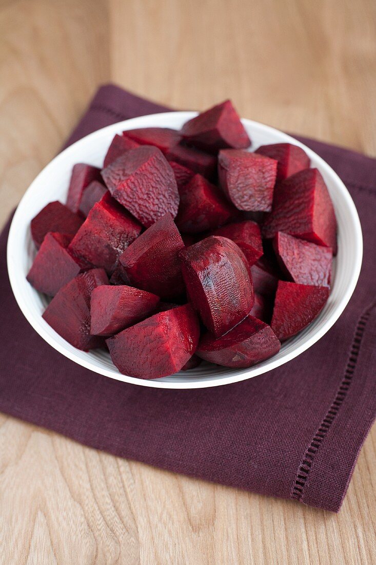 A plate of sliced beetroot