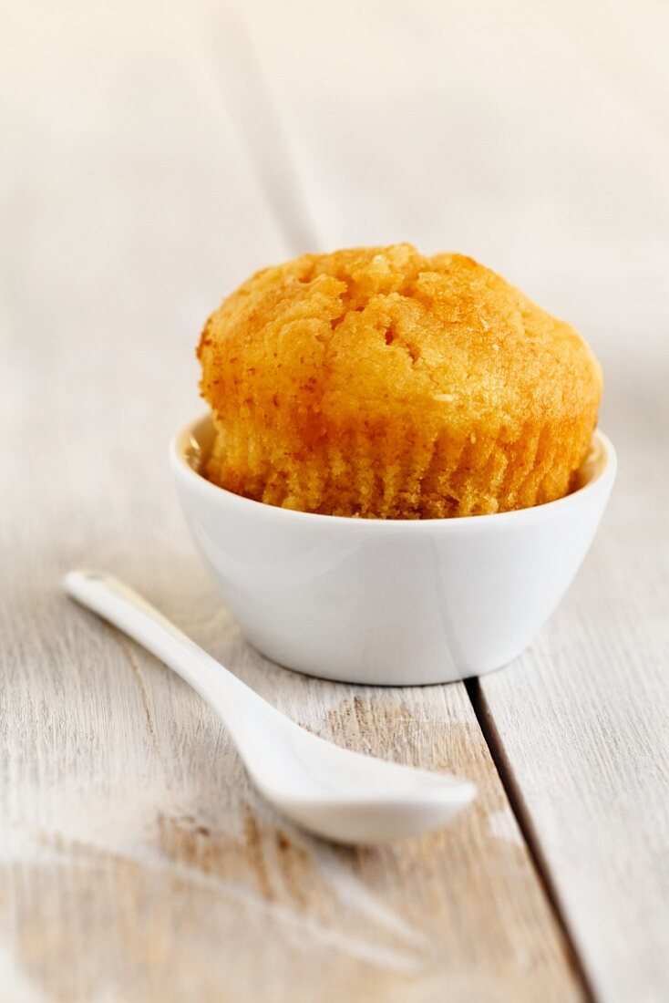 A muffin in a bowl