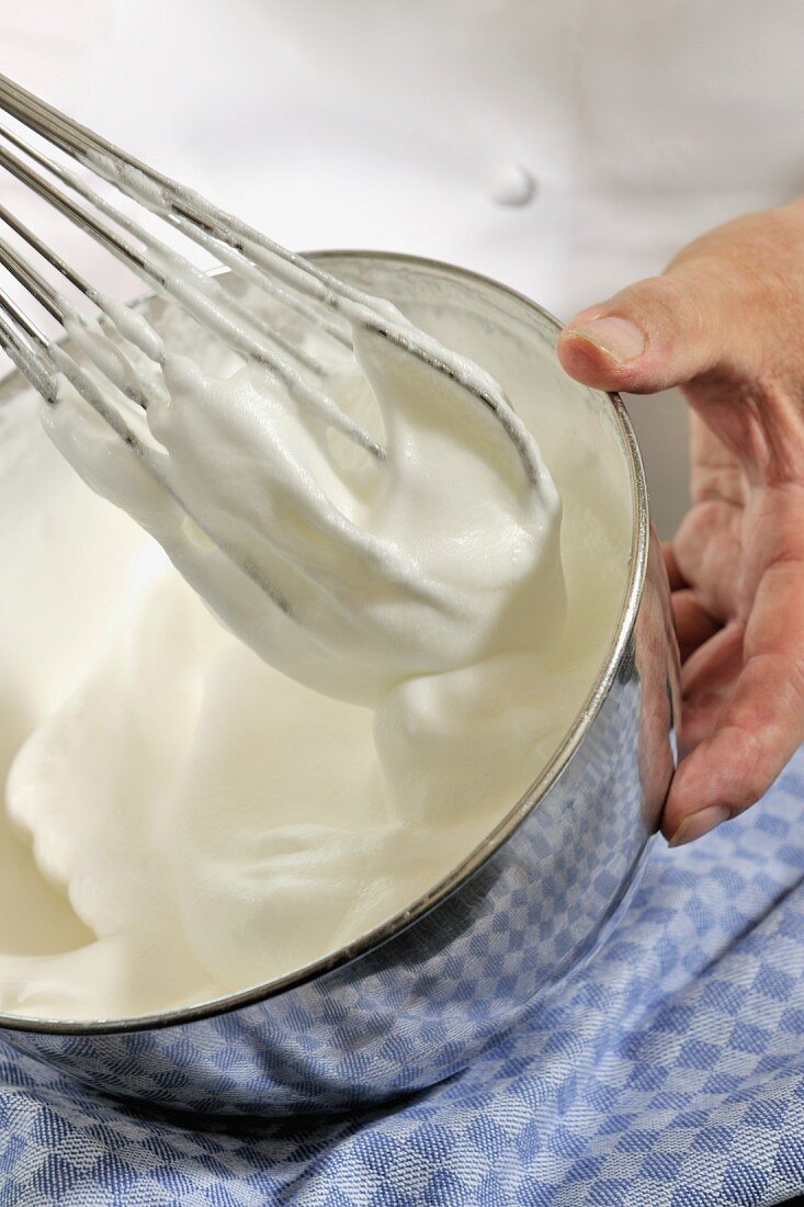 Whisking egg white and sugar together