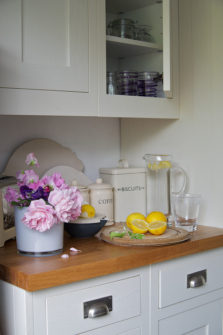 White kitchen cupboard with dresser