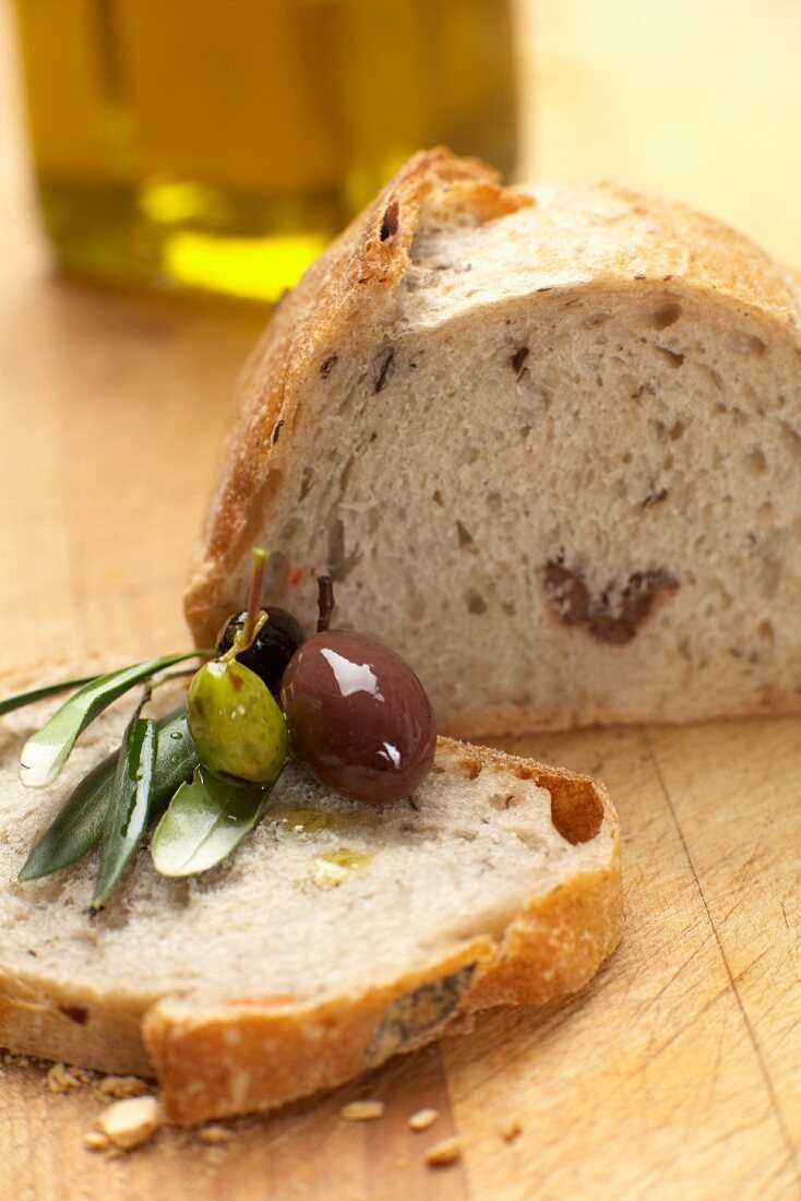 Olive bread and olives