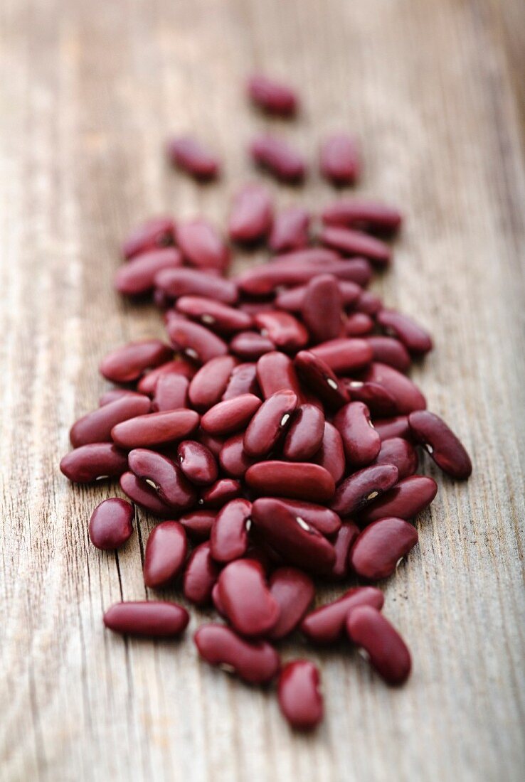 Kidney beans on a wooden surface