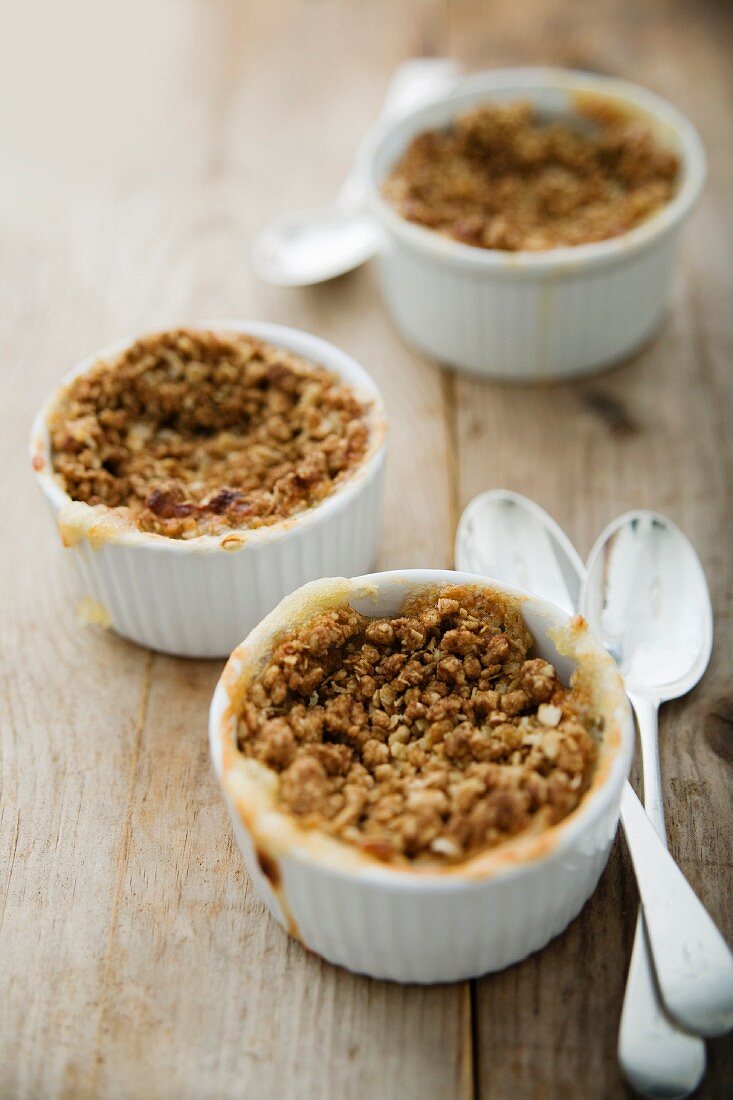 Three apple crumbles