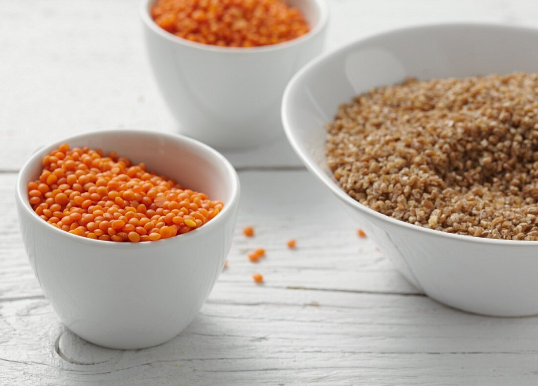 Red lentils and bulgur wheat