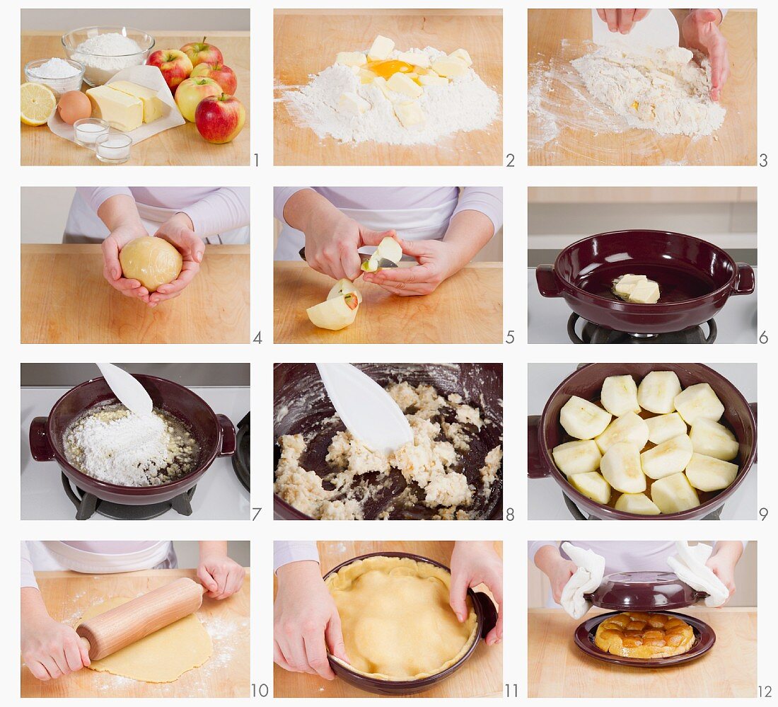 Tarte tatin being made