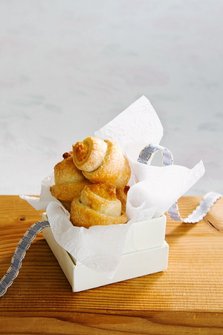 Almond and orange rugelach (stuffed Jewish yeast cakes)