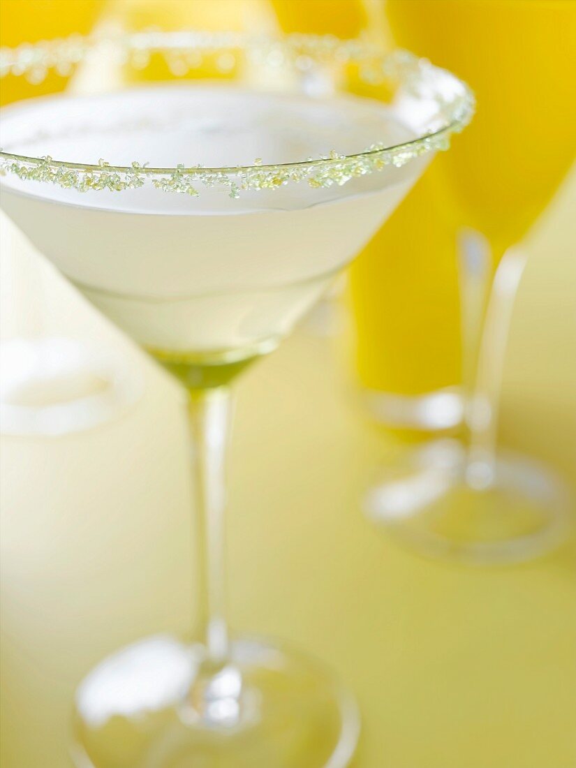 Lemon Drop Cocktail with Sugared Rim
