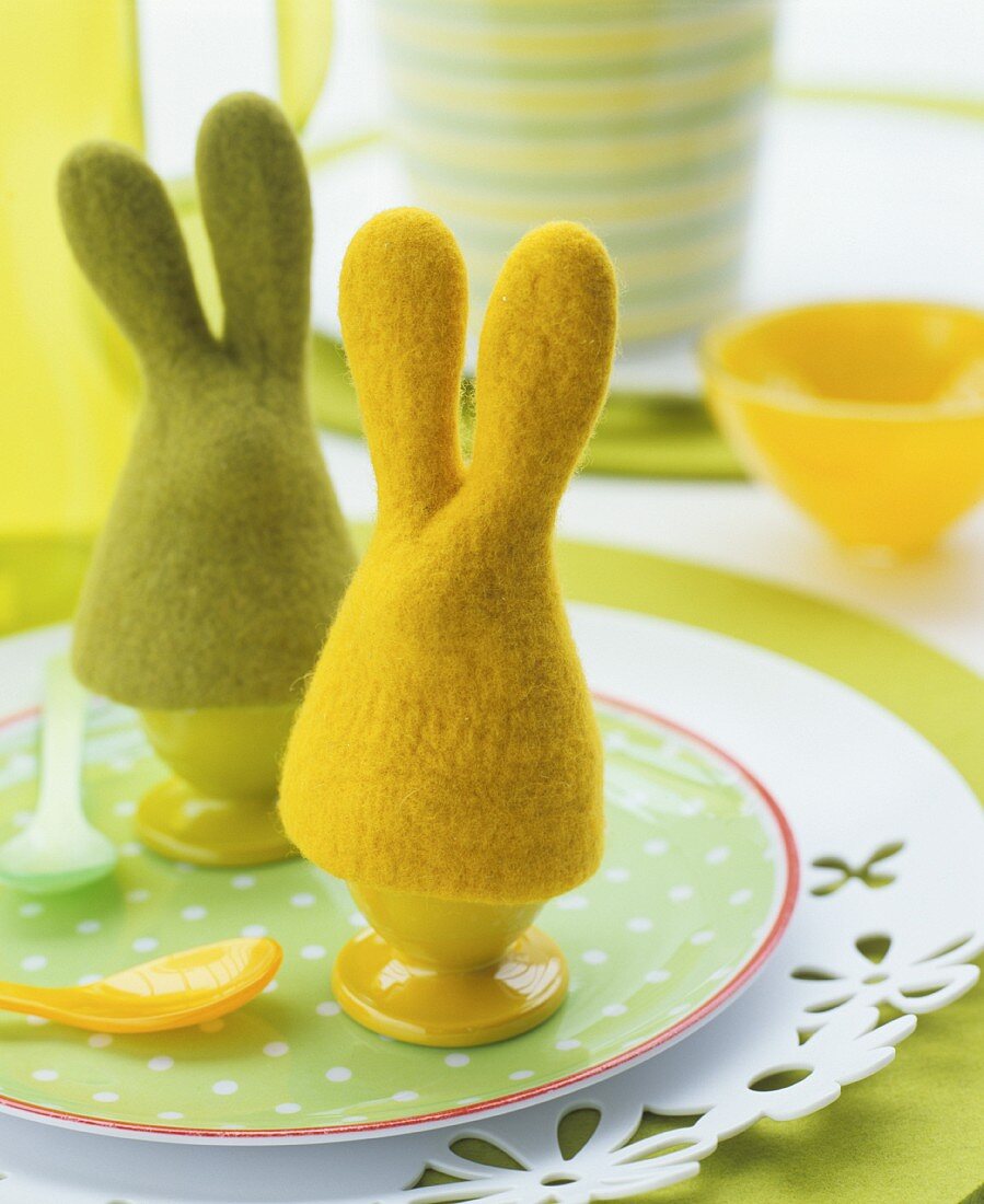 Felt egg cosies for an Easter table