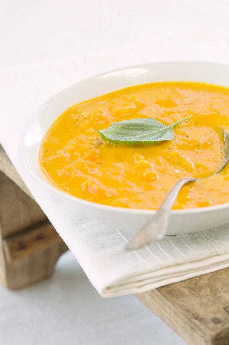 Pumpkin soup with basil