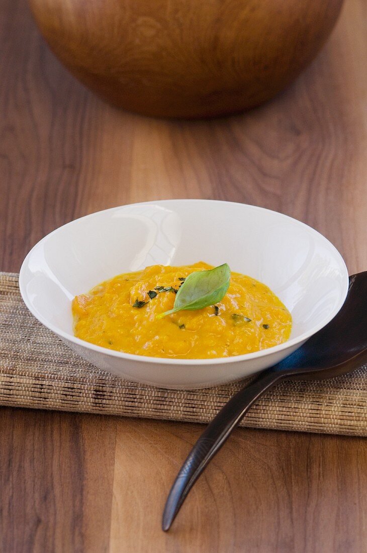 Pumpkin soup with basil