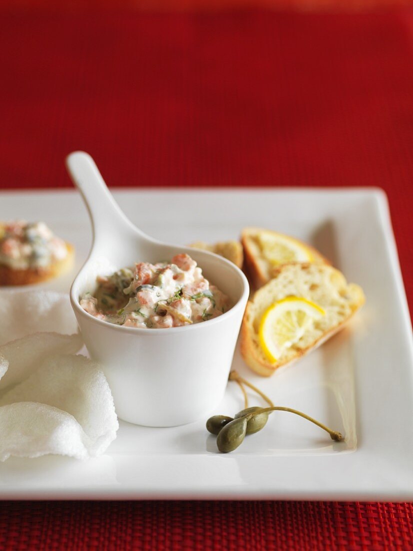 A salmon dip with capers and dill