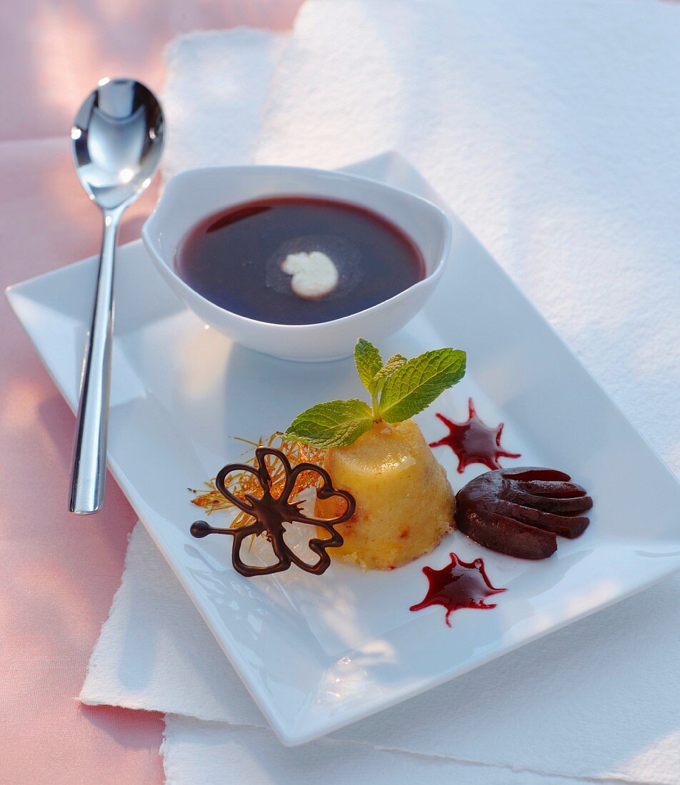Iced damson soup with Chancellor’s Pudding