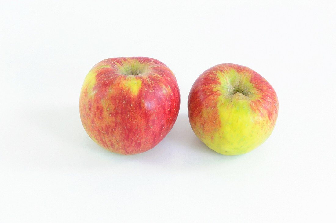 Zwei Äpfel der Sorte Topaz