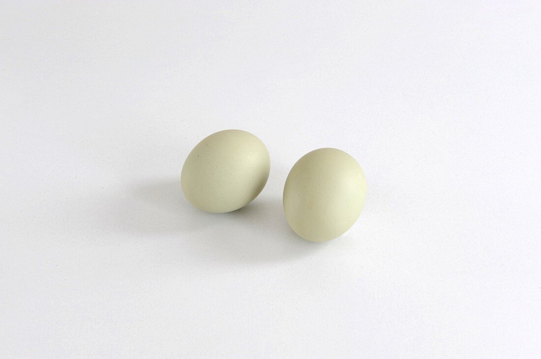 Two Araucana eggs