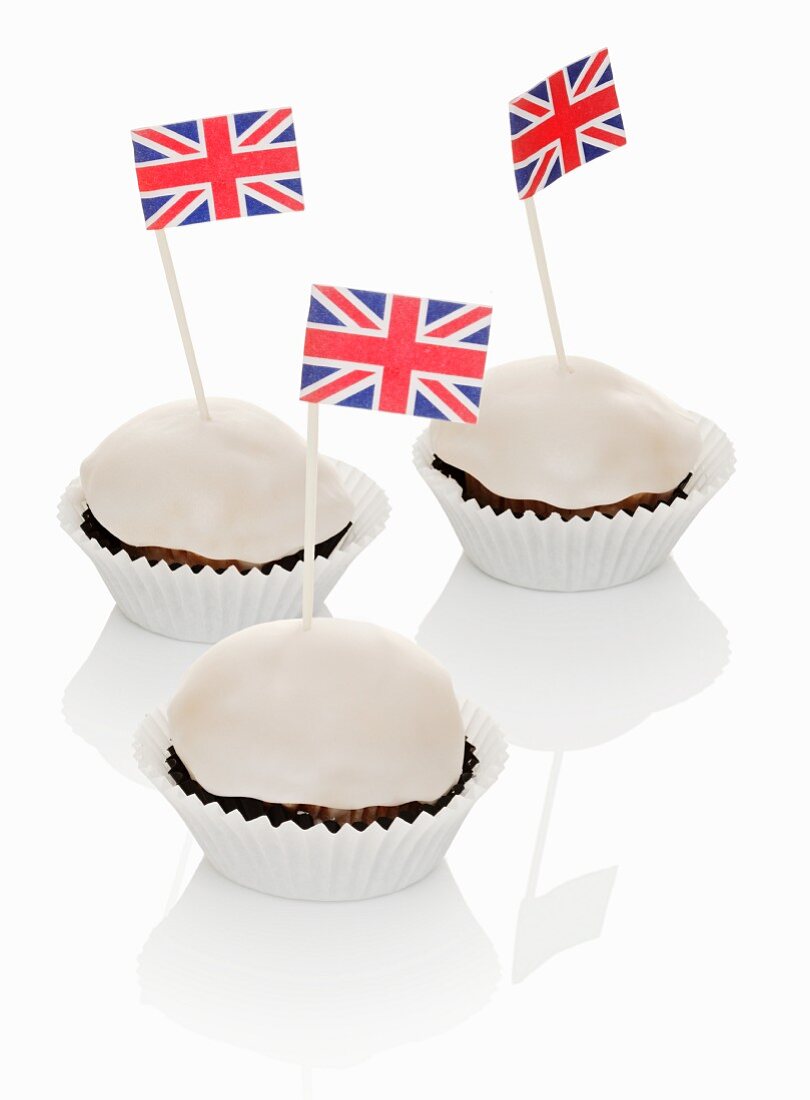 Cupcakes mit Englandflaggen