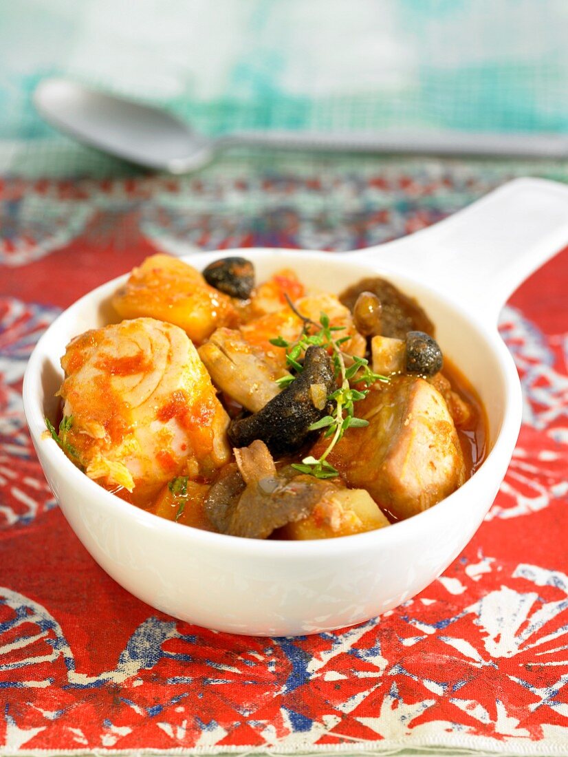 Marmitako with mushrooms (Spanish fish stew)