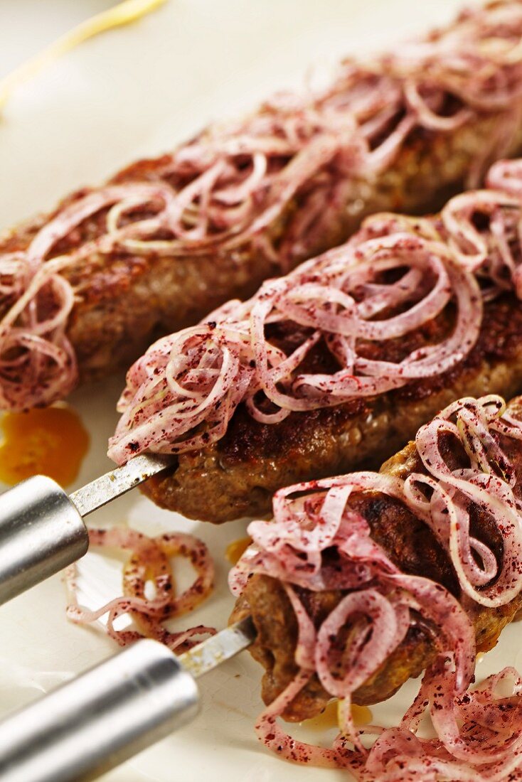 Minced meat kebabs made with onions and sumach