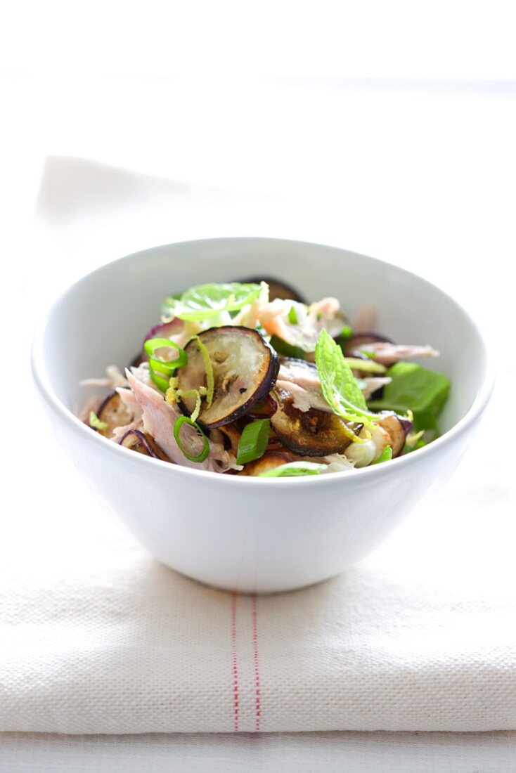 Chicken and aubergine salad